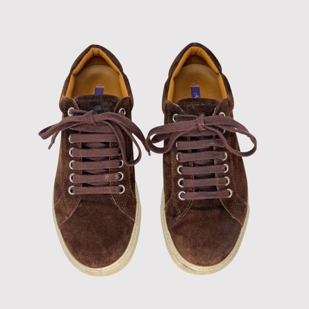 Ralph Lauren Purple Label Womens Shoes Brown Suede Sneakers Size 36 US 6 B